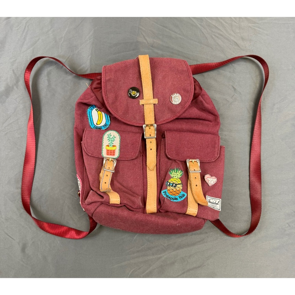 Herschel‎ Supply Co Select Series Burgundy Dawson Backpack Patches Leather Trim